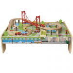 Set Trenulete cu masuta de joaca Carusel din lemn